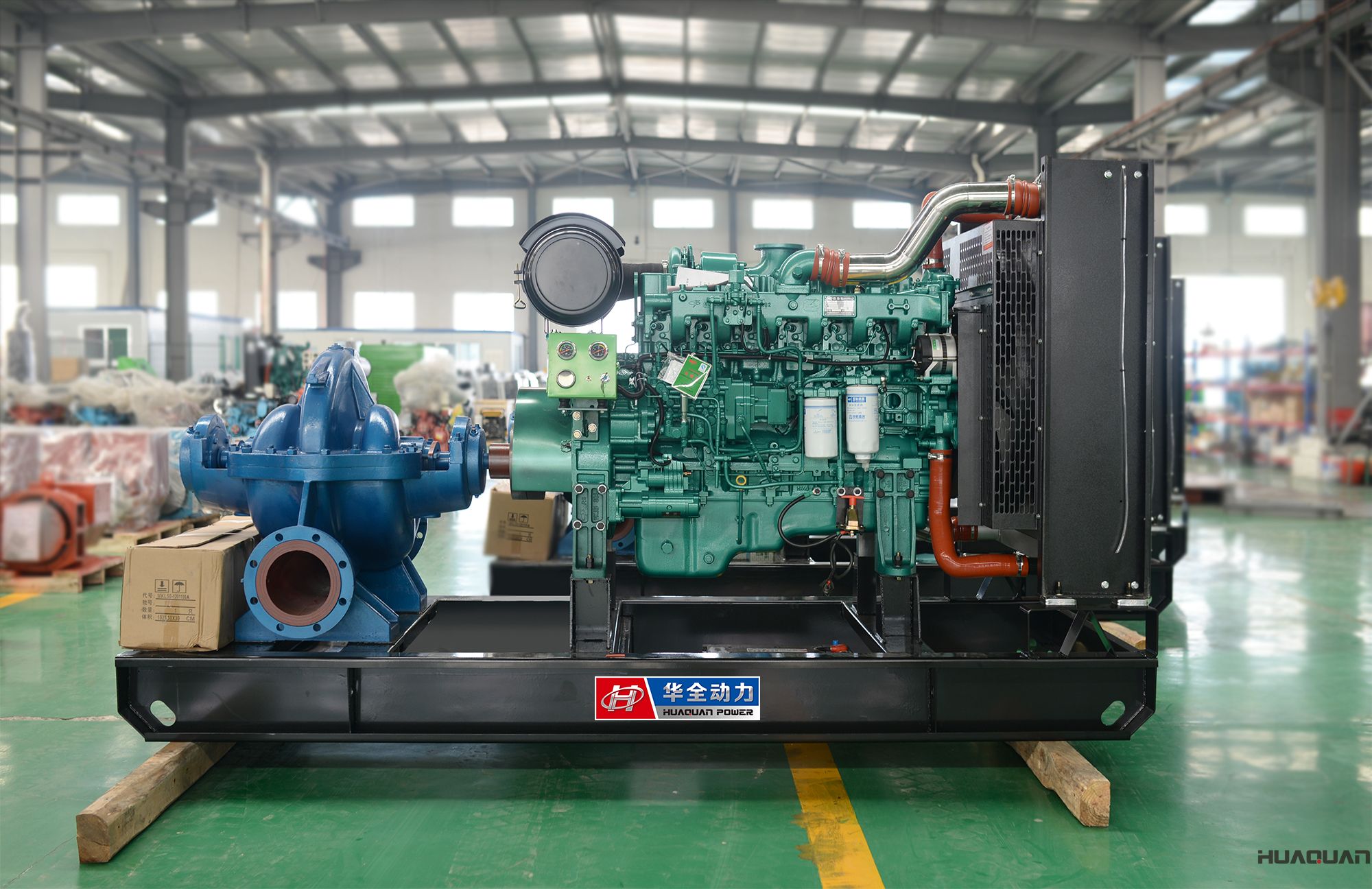 華全動力300kw標(biāo)配水泵機(jī)組于2018年4月6日發(fā)往河北